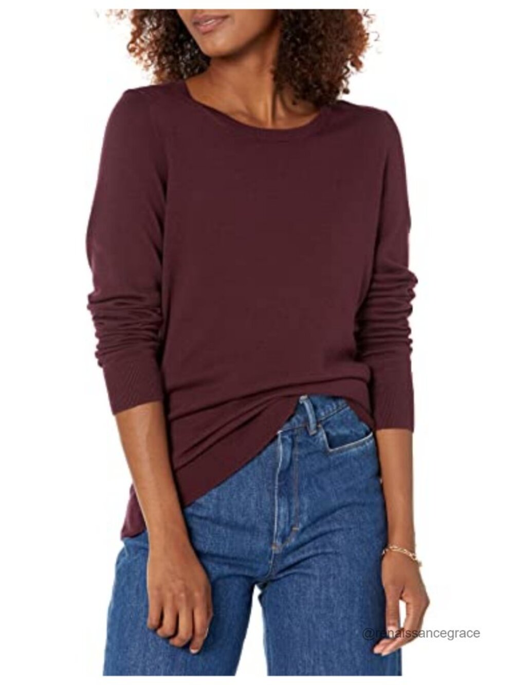 Women's Long Sleeve Lightweight Crewneck Fine Knit Sweater Pullover